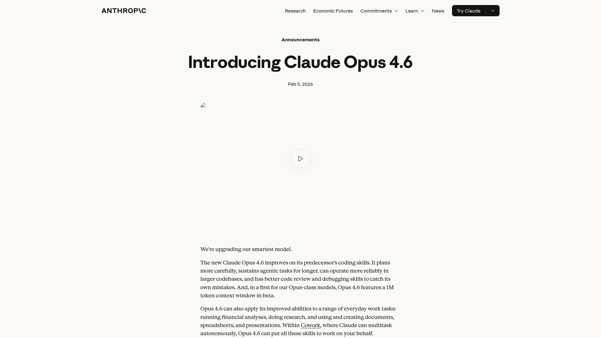 Claude Opus 4.6's cover