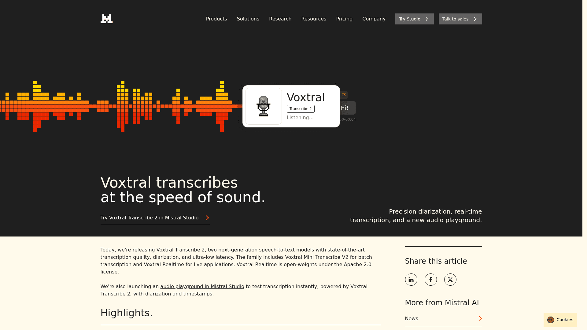 Voxtral Transcribe 2 by Mistral's cover