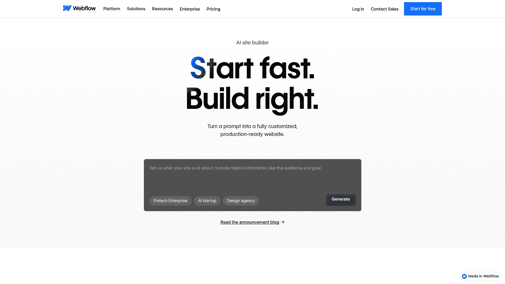 Webflow AI site builder's cover