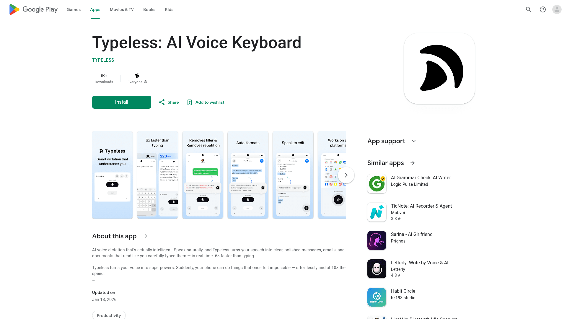 Typeless for Android's cover